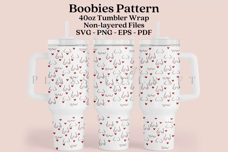 Boobies Pattern Valentine 40oz Tumbler Sublimation Wrap SVG