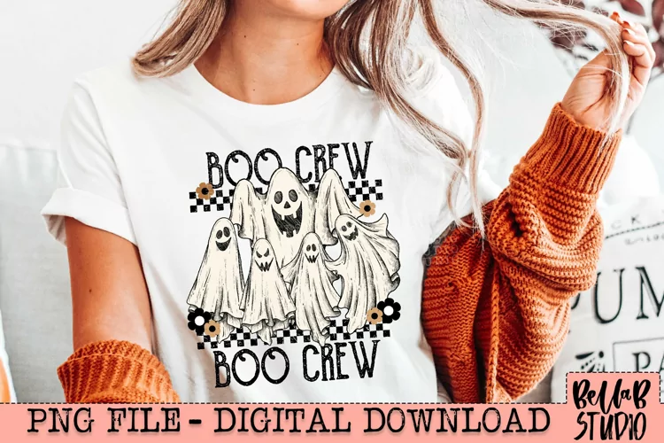 Retro Boo Crew PNG Sublimation Design