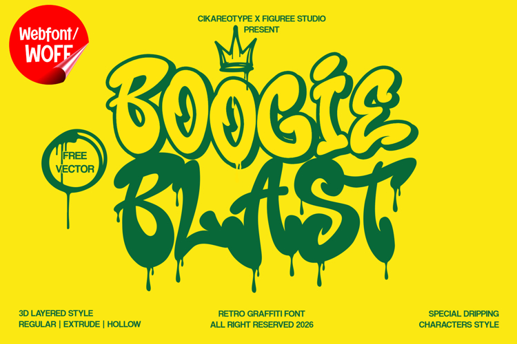 Boogie Blast | Webfont 3D Retro Graffiti for Websites