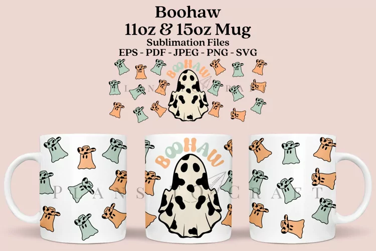 Boohaw Halloween Mug Sublimation Wrap SVG 11oz - 15oz