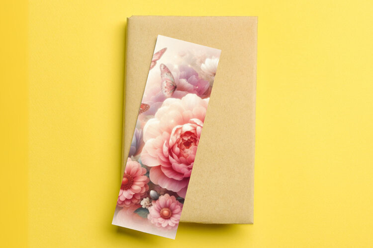 printable bookmark sublimation flowers example image 1