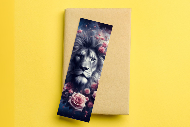 printable bookmark sublimation - floral lion head