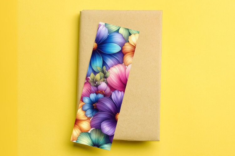 printable bookmark sublimation - pastel flowers example image 1