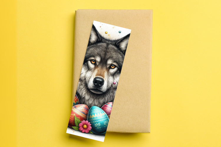 printable bookmark sublimation - easter egg wolf