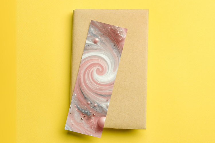 printable bookmark sublimation - marble glitter