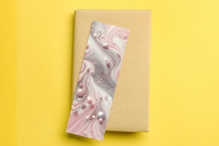 printable bookmark sublimation - marble glitter