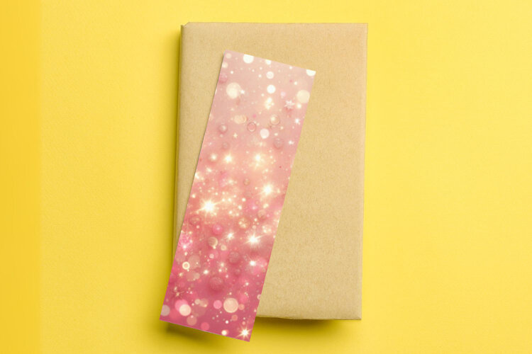 printable bookmark sublimation - pink glitter example image 1