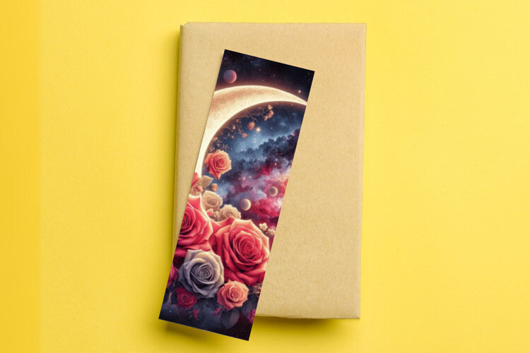printable bookmark sublimation - floral moon example image 1