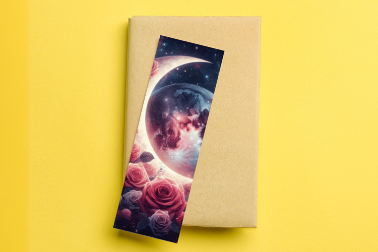 printable bookmark sublimation - floral moon