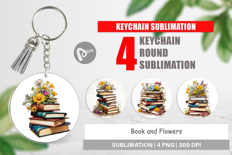 Keychain Books and Flowers
