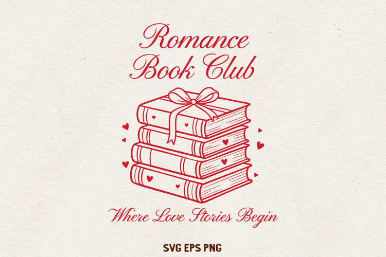 Romance Book Club SVG | Book Lover Valentine Design PNG