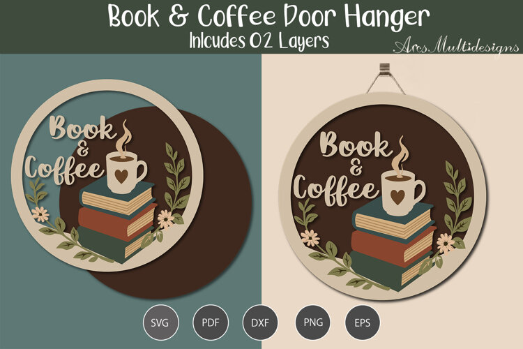 Books And Coffee Door hanger SVG example image 1