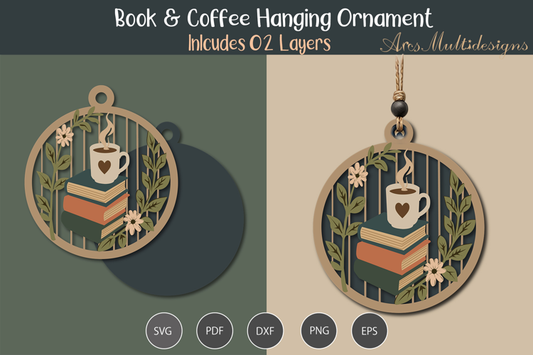 Book And Coffee Ornament SVG
