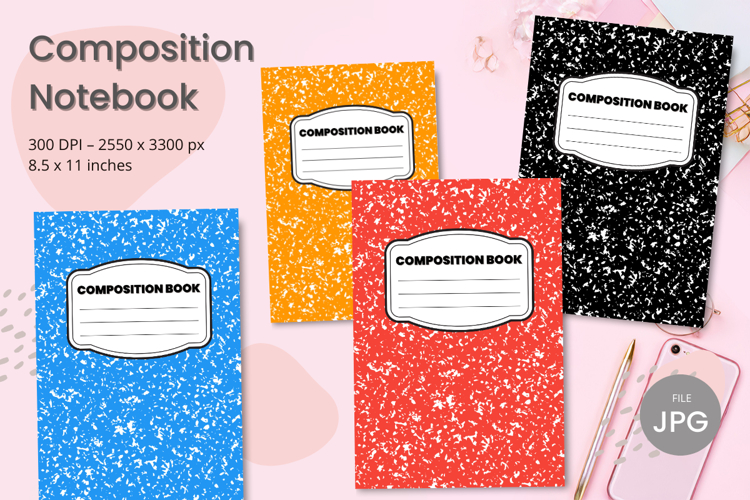Composition Book Cover School Theme Teacher KDP Notebook example image 1