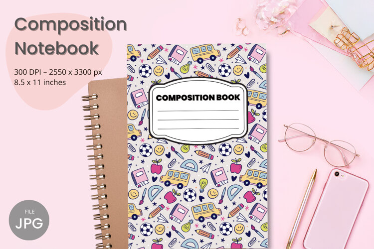 Composition Book Cover School Theme Teacher KDP Notebook example image 1