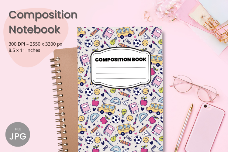 Composition Book Cover School Theme Teacher KDP Notebook