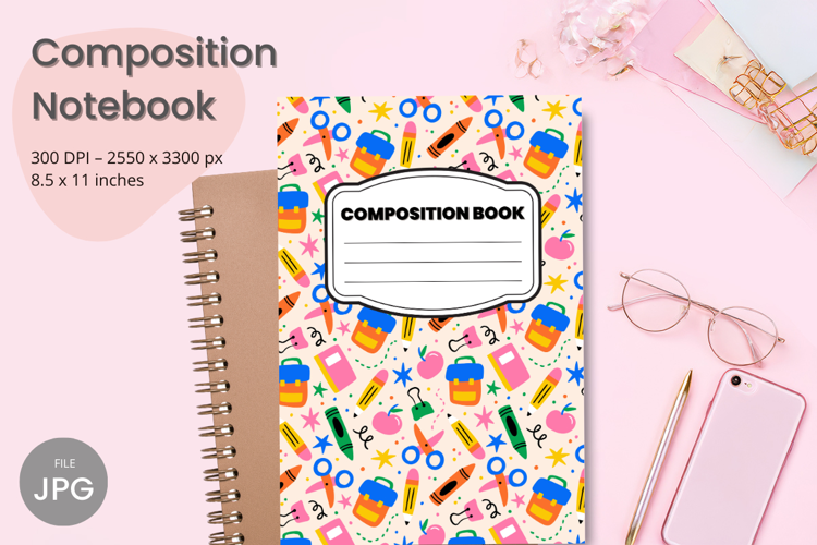 Composition Book Cover School Theme Teacher KDP Notebook