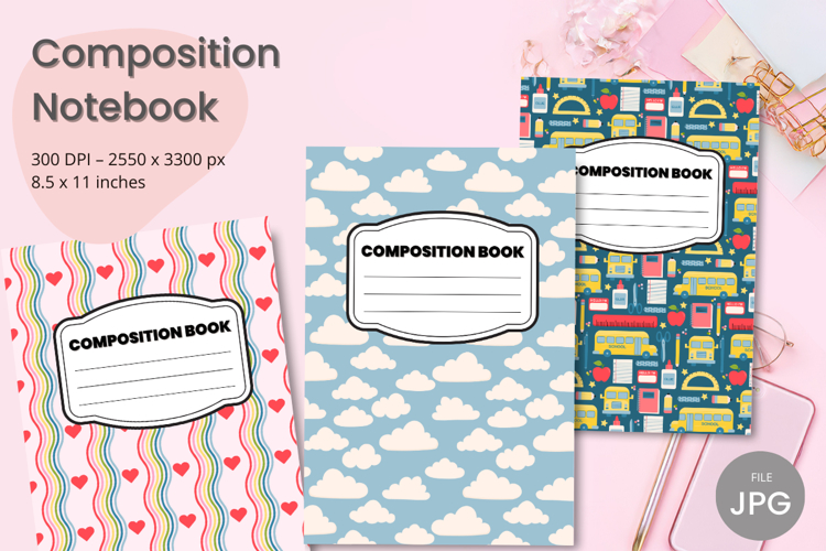Composition Book Cover School Theme Teacher KDP Notebook example image 1