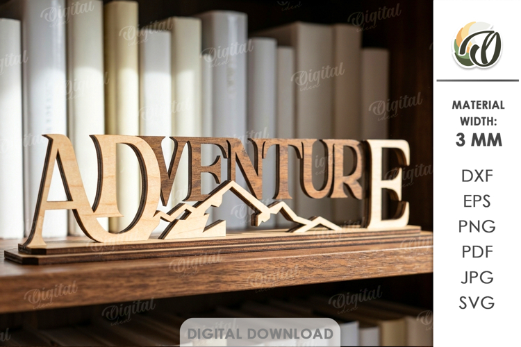 3D Book Genre Stand Laser Cut. Adventure SVG example image 1