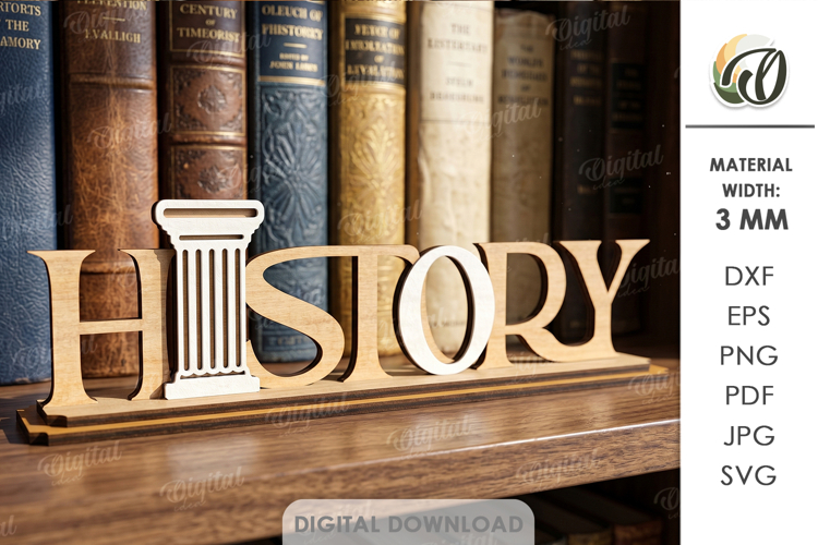 3D Book Genre Stand Laser Cut. History SVG example image 1