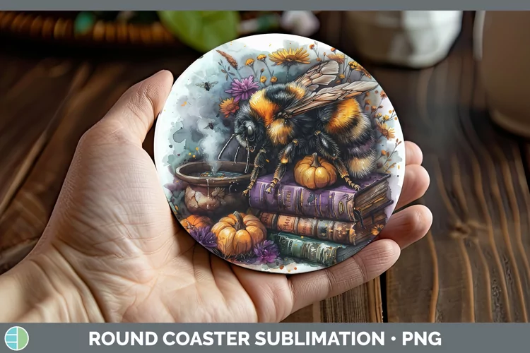 Book Halloween Bee Round Coaster Sublimation Coaster Designs