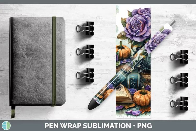 Book Halloween Rose Pen Wrap Sublimation Epoxy Pen Designs