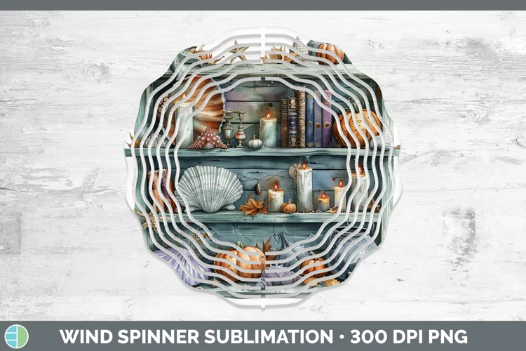 Book Halloween Seashell Wind Spinner Sublimation Spinner Des