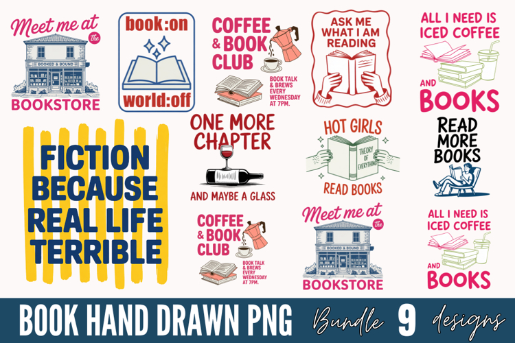 Book Hand Drawn Sublimation , School Sublimation Bundle