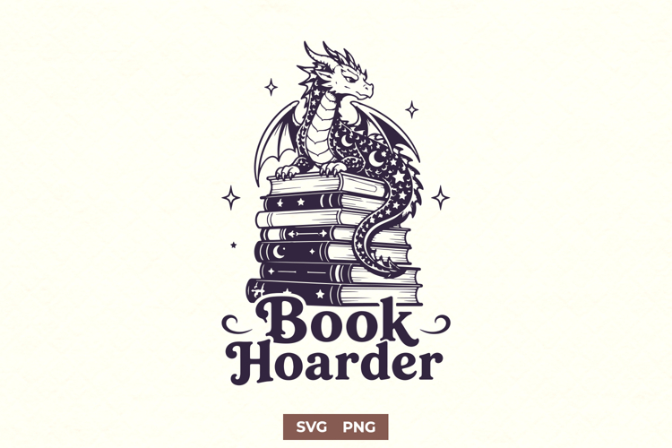 Book Hoarder SVG PNG, Dragon Bookish Romantasy Trendy Design