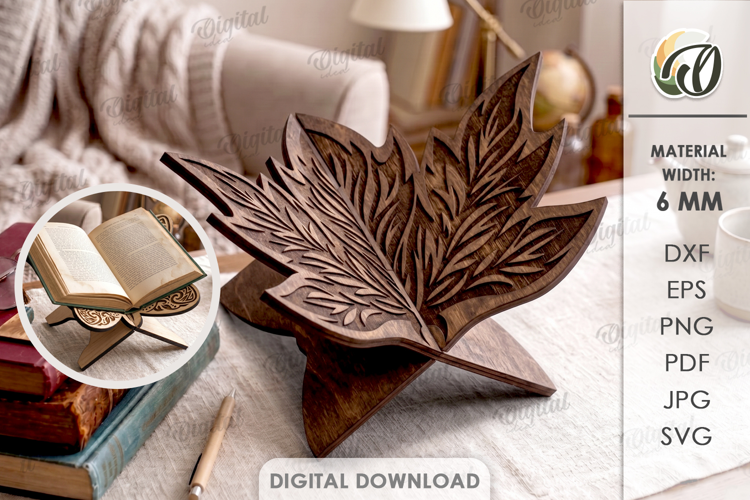 Book Holder Laser Cut. Decorative Book Stand. Floral SVG