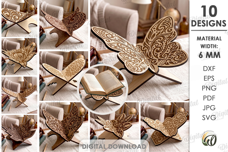 Book Holders Bundle Laser Cut. Book Stand SVG