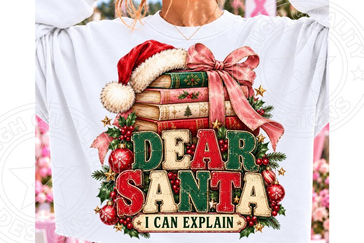 Book Lover Christmas PNG Dear Santa PNG example image 1