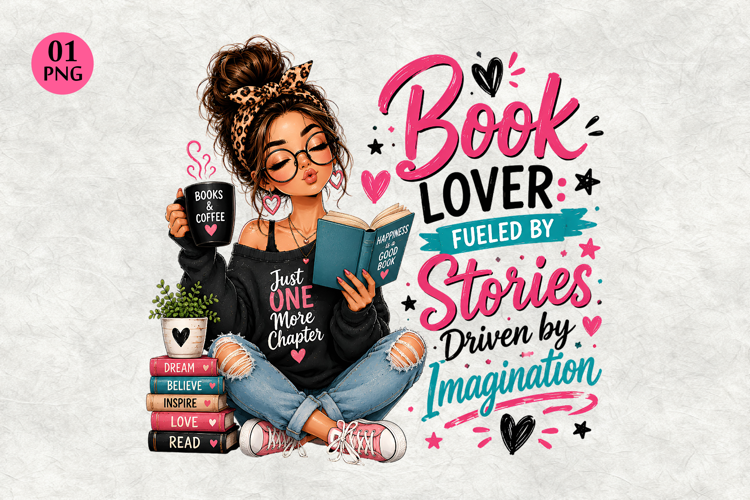 Book Lover Fueled by Stories PNG