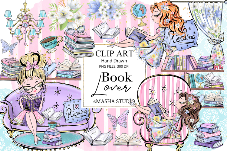 Book Lover Hand Drawn Clipart