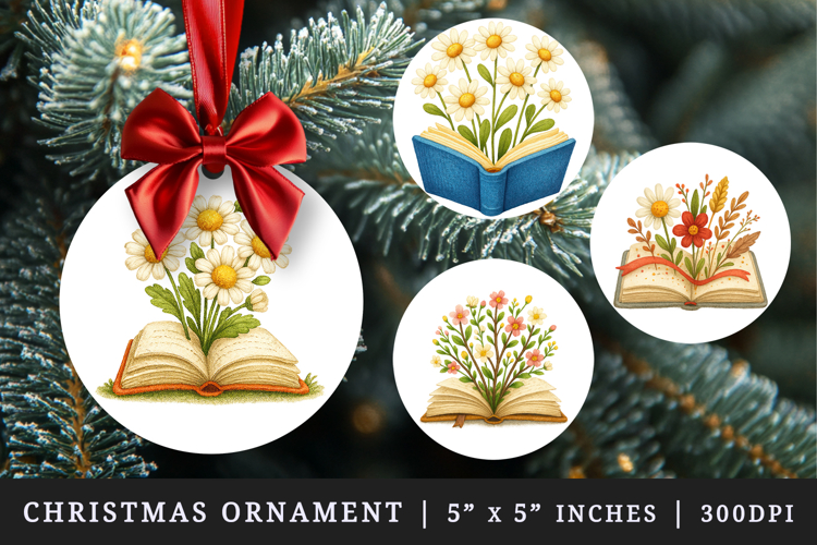 Book Lover round ornaments sublimation design