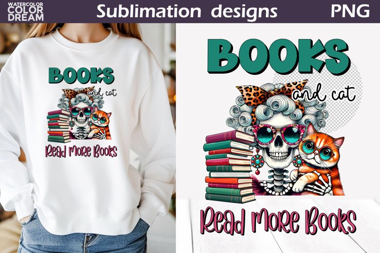 Funny Book Sublimation | Books And Cat