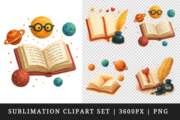 Book Lover clipart printable sublimation design png