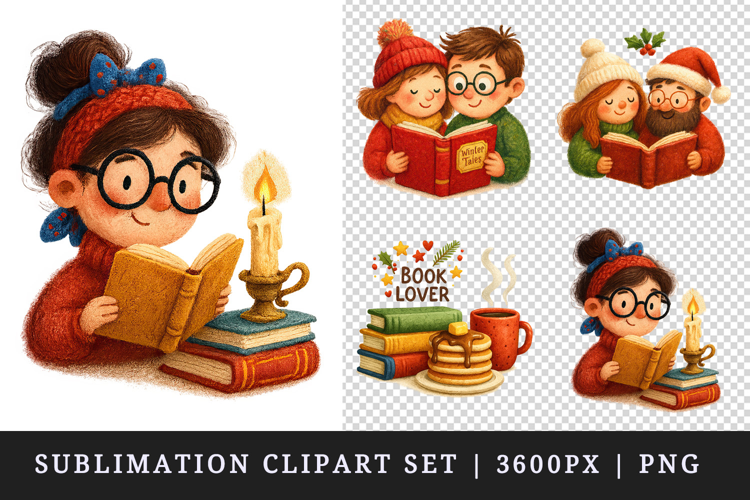 Book Lover clipart printable sublimation design png