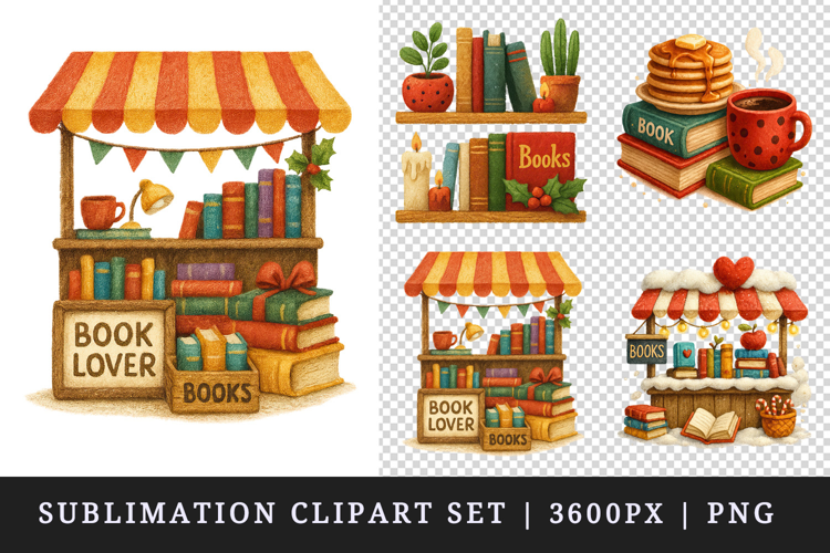 Book Lover clipart printable sublimation design png