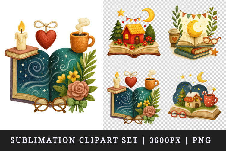 Book Lover clipart printable sublimation design png