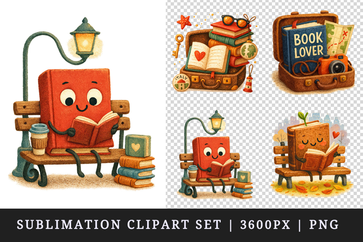 Book Lover clipart printable sublimation design png