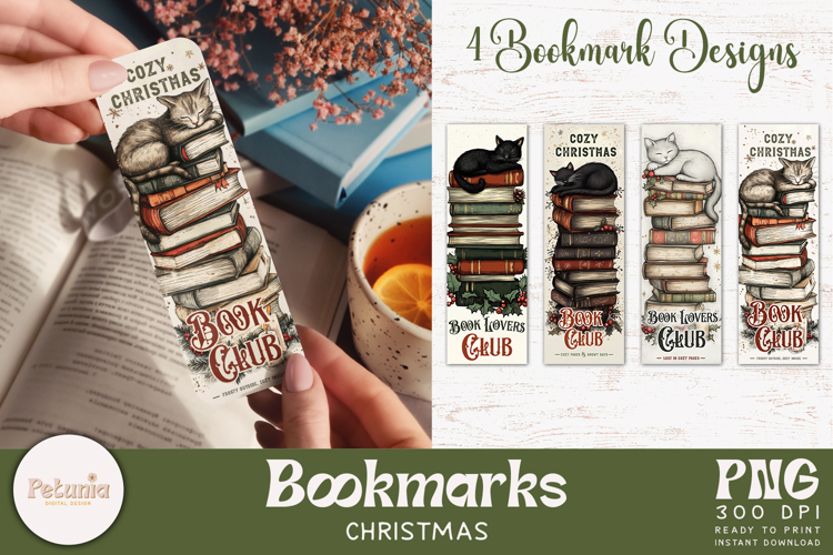 Christmas Book Lover Designs | Printable Bookmarks