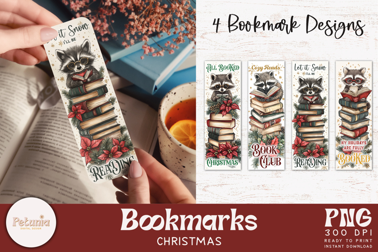 Christmas Book Lover Designs | Printable Bookmarks