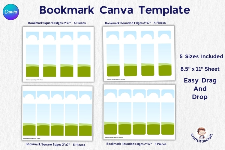 Bookmark Editable Canva Template,Printable Bookmark