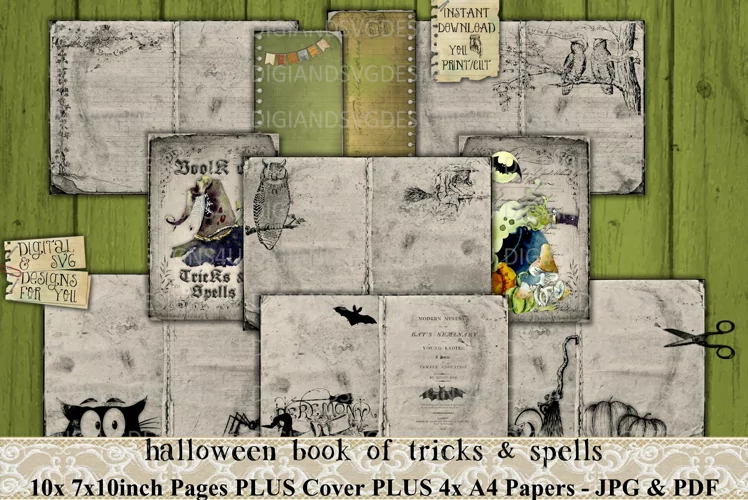 Halloween | Book of Tricks and Spells| Journal Pages | Print