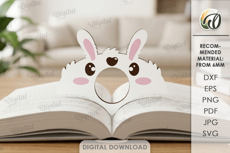 Book Page Holder Laser Cut. Book Buddy. Bunny SVG