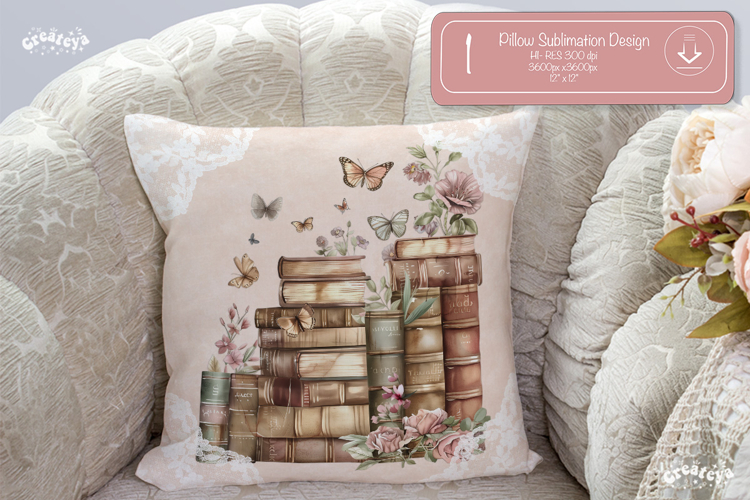 Book lover Pillow case sublimation watercolor Floral Pillow