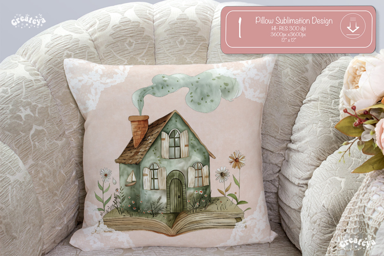 Book lover Pillow case sublimation watercolor Floral Pillow
