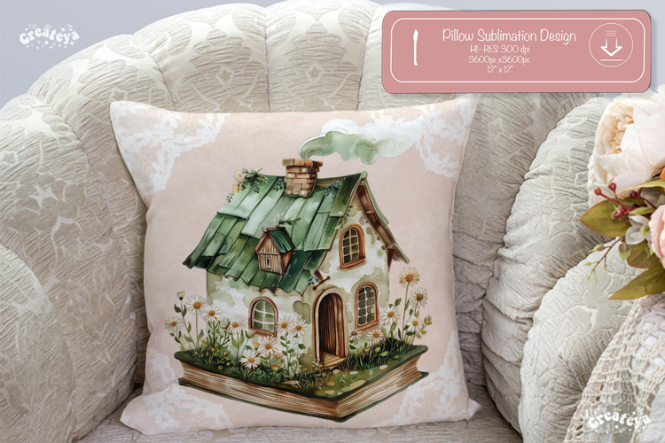 Book lover Pillow case sublimation watercolor Floral Pillow