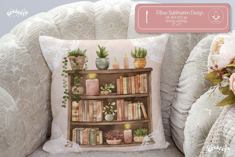Book lover Pillow case sublimation watercolor Floral Pillow